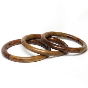 1980s Set of 3 Myrtlewood Carved Rounded Bangle Bracelets